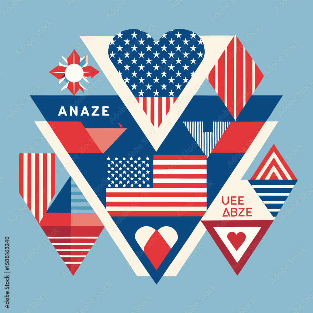 Obraz premium American flag heart vector: a patriotic symbol of freedom for the United States of America