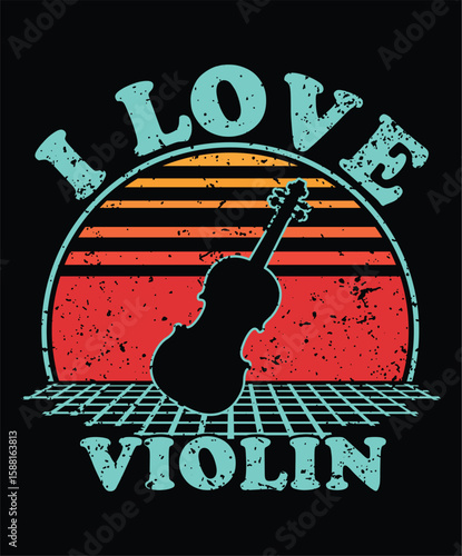 Violin Icon and Vector Illustration for Jazz and Classical Music Design, vintage Design