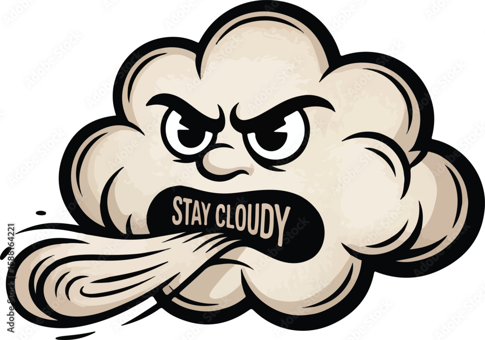 Obraz premium Angry cloud with text cartoon face