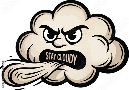 Angry cloud with text cartoon face