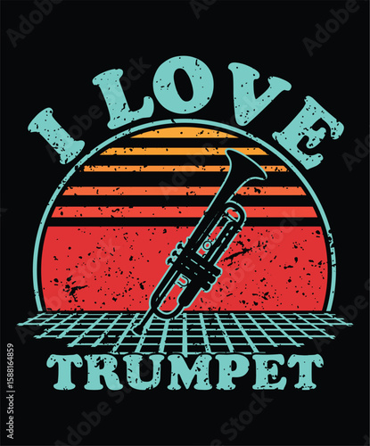 Trumpet Icon and Vector Illustration for Jazz and Classical Music Design, vintage Design