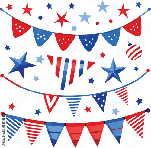 USA Flag: A patriotic vector illustration of stars and stripes, perfect for a Fourth of July independence day celebration
