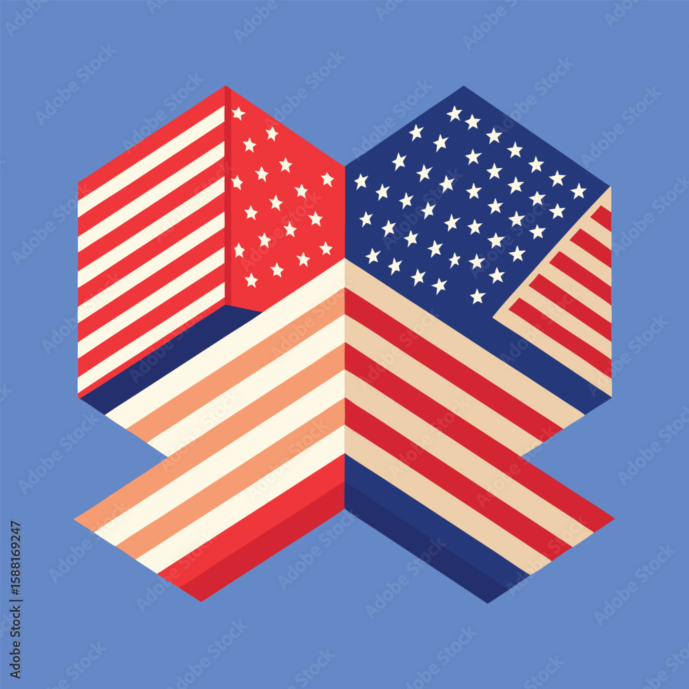 Fototapeta premium Red, white, and blue American flag with stars and stripes, a patriotic symbol of the USA