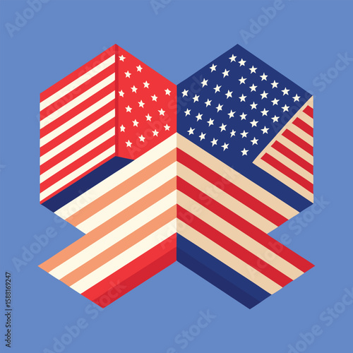 Red, white, and blue American flag with stars and stripes, a patriotic symbol of the USA