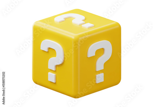Isolated Yellow Mystery Box with Question Marks