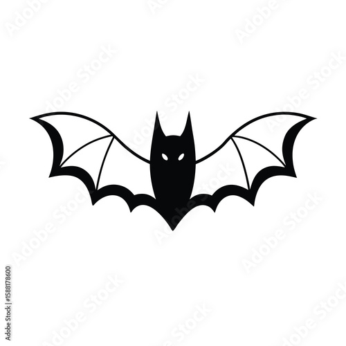 black halloween bat silhouette vector illustration 
