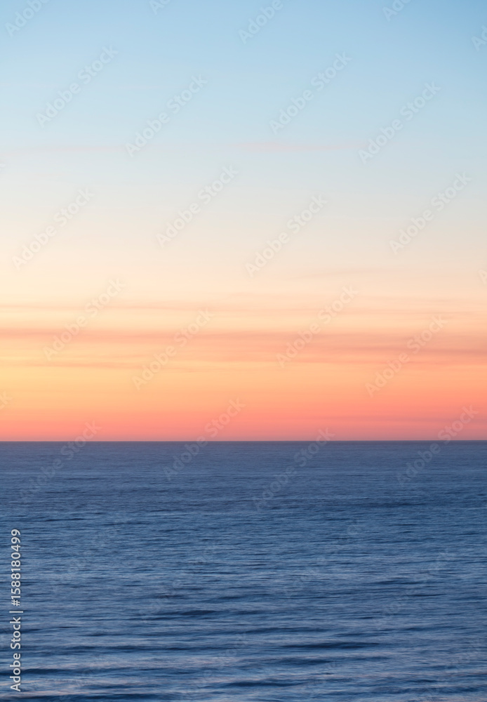 The sea and sky at sunset,  view to the horizon. 