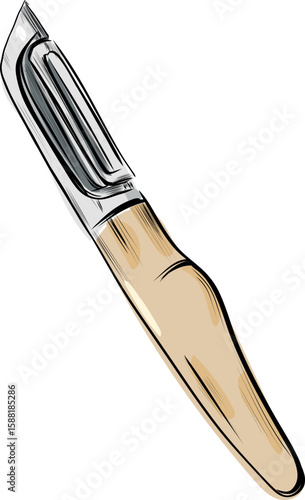 Photos Vertical blade vegetable peeler hand-drawn illustration