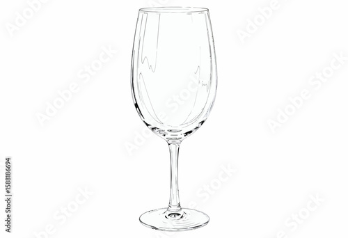 Clear wine glass standing on a white background  