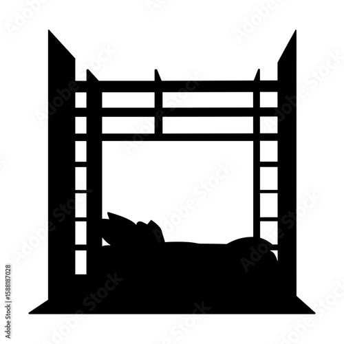 Silhouette of open shelving unit dividing sleeping area – Space zoning for minimalist interior