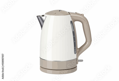 Electric kettle with modern design in white and beige colors  