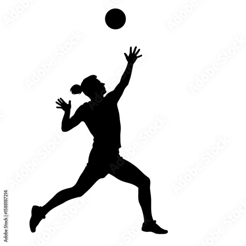 Silhouette of volleyball player spiking ball – Dynamic sports action, athleticism