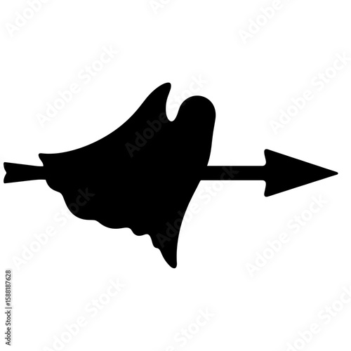 Arrow silhouette with ghost shape – Halloween symbol, spirit guidance