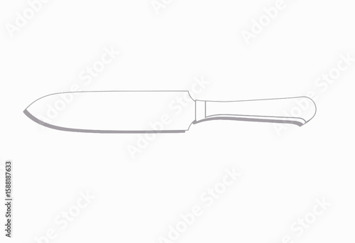 Kitchen knife with blank design on white background  