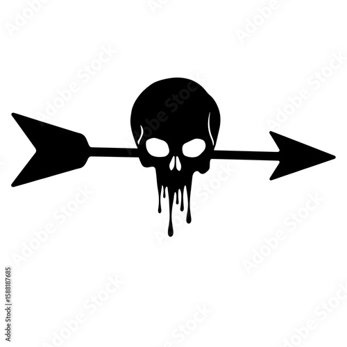 Silhouette arrow with skull and blood – Halloween horror theme, dark imagery