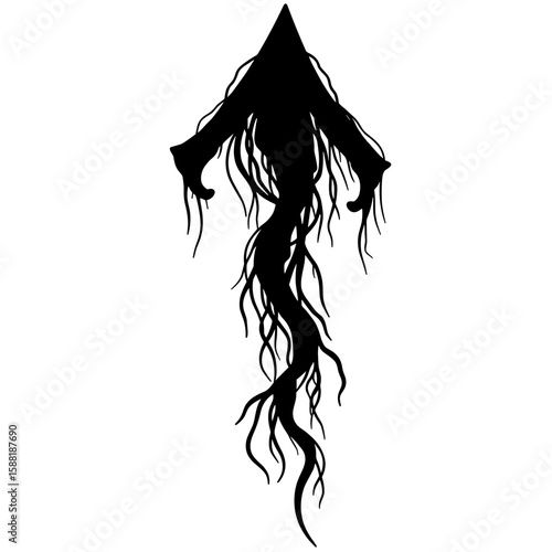 Arrow silhouette with twisted vine design – Creepy Halloween decoration, organic horror
