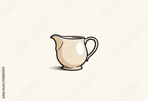 Cream pitcher in simple design on neutral background  