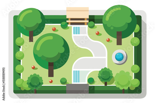 Park view illustration on top view