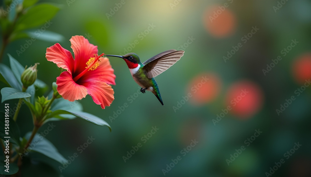 Naklejka premium hummingbird and flower