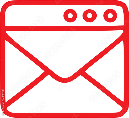 Free Download A simple bold red outline of an email icon with three dots representing a browser tab or window - GFXLoad