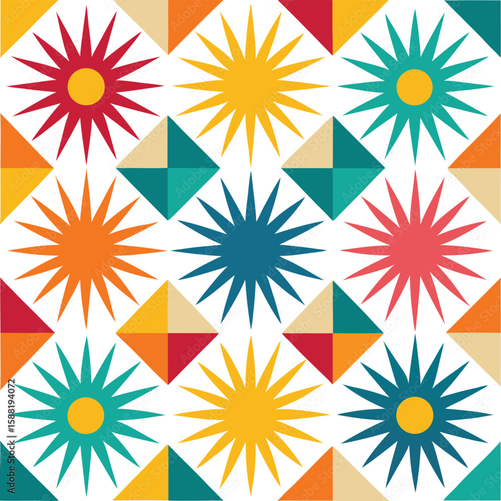 Abstract Seamless Vector of Radiant Sunburst Icons Abstract Seamless Vector of Radiant Sunburst Icons