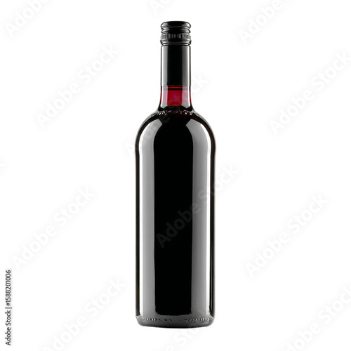 A full bottle of red wine isolated on transparent background