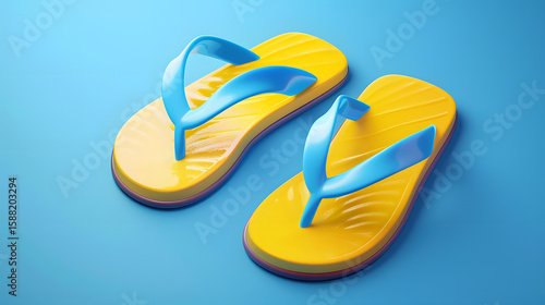 3d isometric icon of a pair of beach flip-flop