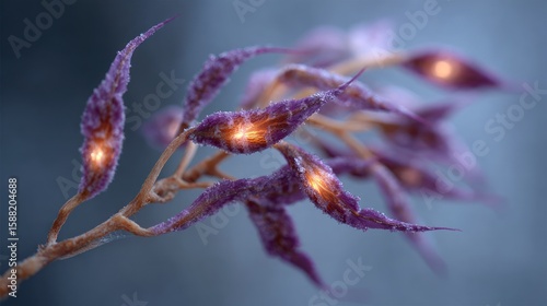 Wallpaper Mural Close up of frosted purple flower buds with glowing centers against a blurred background Torontodigital.ca