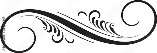 Black Swirling Floral Vector Design Element Elegant Infinity Scrollwork Pattern Decorative Ornament Graphic for Invitations Cards and