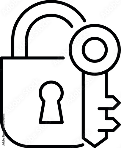 Key with Lock Icon for Web Sites, Books, Cards, Apps