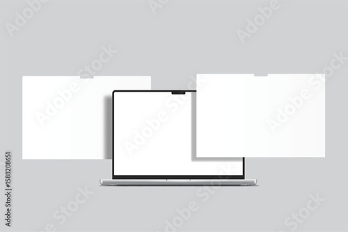 3D Vector Laptop screen with page website mockup. Showcase websites, apps, or browser interfaces frame isolated on background. Perfect for homepage, presentation, business layout, responsive preview
