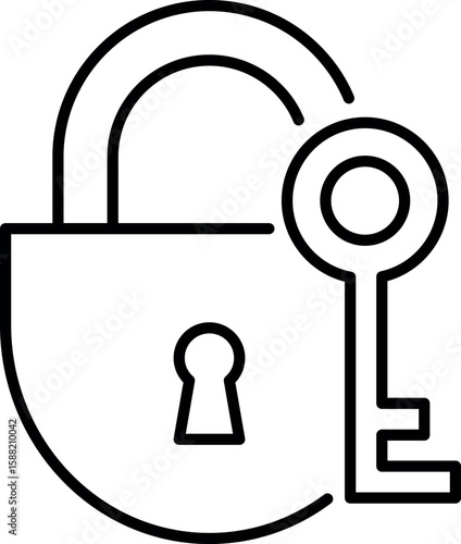 Sign of Key with Lock for Graphics, Concept, Apps
