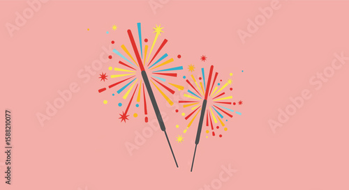 Bright Colorful Sparklers Festive Celebration Design