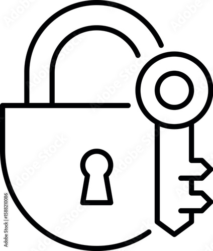 Isolated Icon of Key with Lock for Graphics, Concept, Apps
