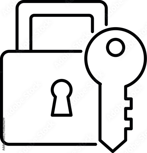 Symbol of Key with Lock for Graphics, Concept, Apps