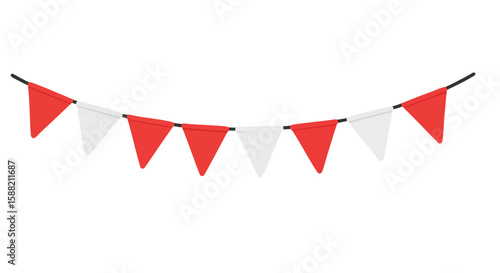 Festive Red White Bunting Garland Party Decoration