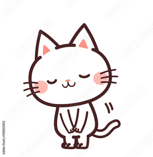 Wallpaper Mural お辞儀する猫のかわいいキャラクター　左向き　イラスト素材 Torontodigital.ca