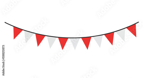 Red White Party Flags Bunting Banner Garland Celebration Decoration