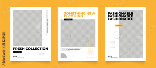 social media template banner blog fashion sale promotion. fully editable instagram and facebook square post frame puzzle organic sale poster. fresh yellow element shape vector background