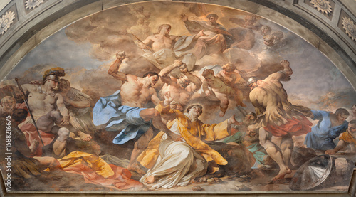 Foto FLORENCE, ITALY - MARCH 17, 2025: The baroque fresco of Stoning of St