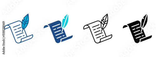 Literature Icon Set With Multiple Styles. Vector Illustration