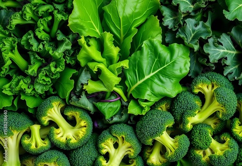 Leafy green vegetables, vibrant kale, spinach, broccoli florets,   diet,  vitamin k