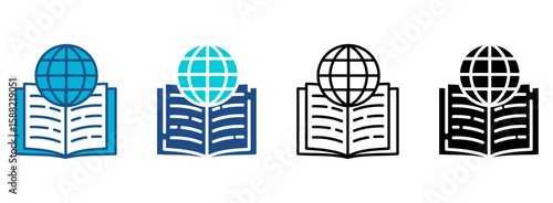 Book Icon Set With Multiple Styles. Vector Illustration