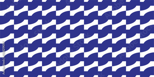 Seamless Retro Geometric Wave Pattern – Abstract Optical Illusion Background in Blue and White
