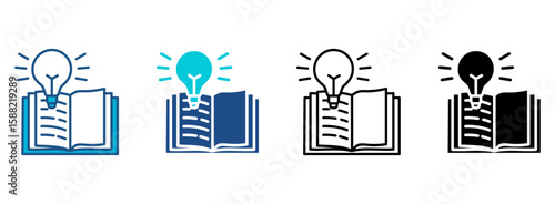 Open Book Icon Set With Multiple Styles. Vector Illustration