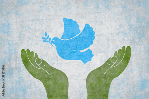 Hands releasing a dove symbolizing peace and hope