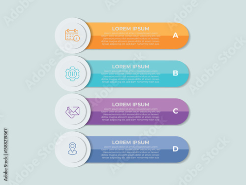 Infographic design with icons and 4 options or steps. Thin line vector. Infographics business concept. Can be used for info graphics, flow charts, presentations, web sites, banners, printed materials.