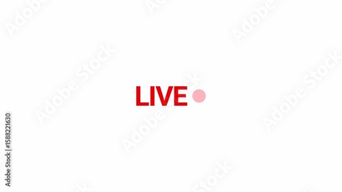 Red Live Stream Button with transparent background, Live streaming icon animation with alpha channel, 4k Animated red button live streaming broadcast suitable for TV Shows, and social Live.
