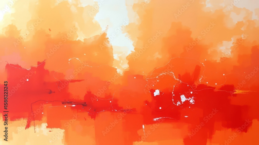 Obraz premium Abstract Crimson Symphony: A vibrant dance of crimson and orange hues in an abstract artwork, where warm tones and textures evoke a sense of dynamic energy, passion, and artistic expression.