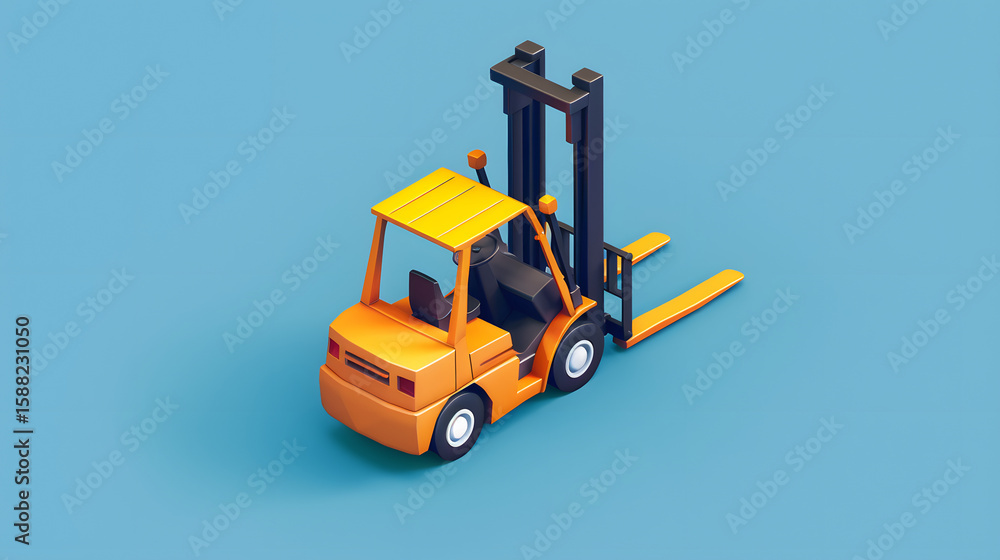 Naklejka premium isometric 3d icon of a forklift with orange